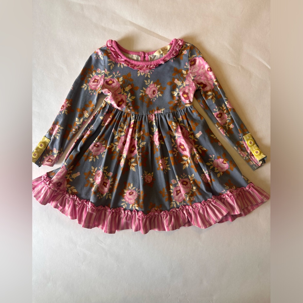 Matilda Jane Pink Floral Dress with Gray Base